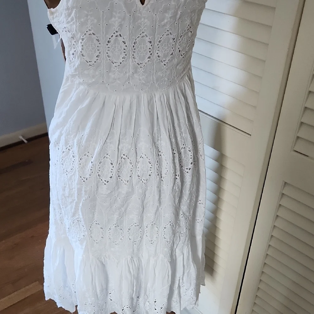 Anthropologie Maeve Tiered Eyelet Midi Sundress with Halter Neckline - Picture 9 of 11